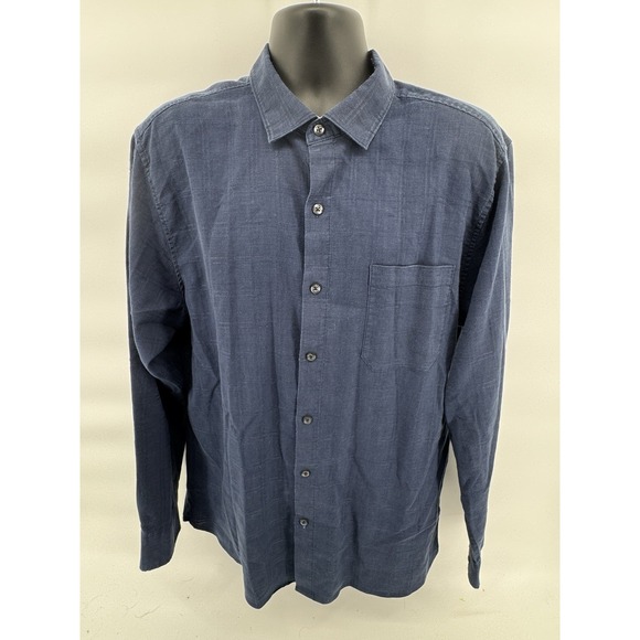 Tommy Bahama Men's XL Tall Blue Long Sleeve Linen Blend Button Down Shirt XLT - Picture 2 of 4